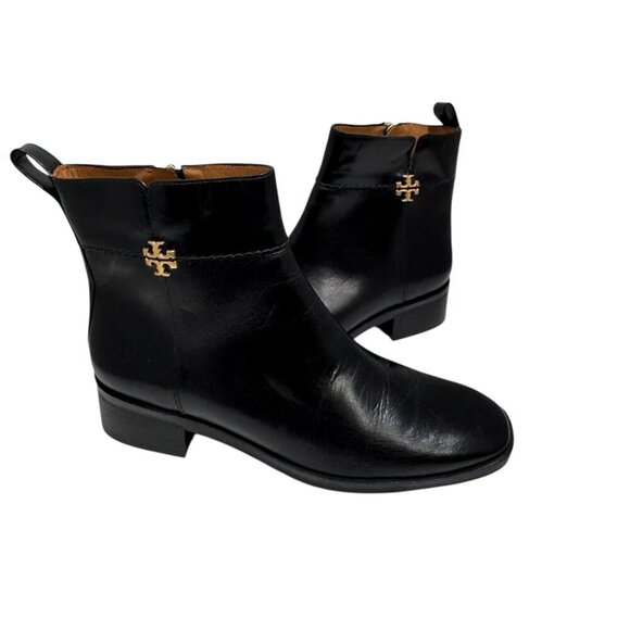 Tory Burch Everly Flat Boot, Perfect Black w gold logo , 9 1/2 NEW - Picture 2 of 6